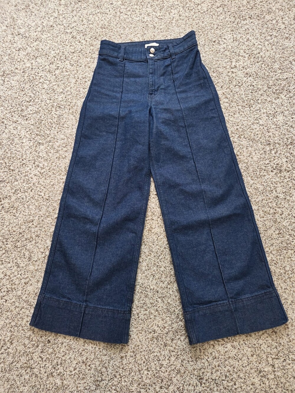 H&M High-Waist Wide Leg Medium Blue Denim Ankle Pants Size 4